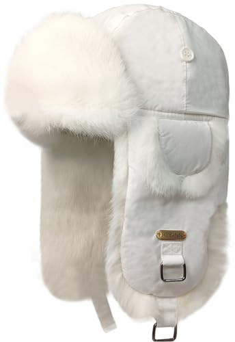 HEYANN Russian Hut Fliegermütze Herren, Kaninchenfell Ushanka Russenmütze Wintermütze Trappermütze Herren Fuzzy Winter Fellmütze mit Ohrenklappen Warme Russenmütze Mütze