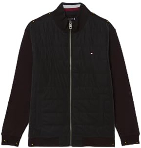 Tommy Hilfiger Herren Sweatshirt mit Reißverschluss Media Zip mit Stehkragen, Schwarz (Black), 3XL