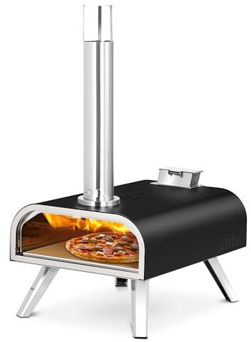 BIG HORN OUTDOORS 40,6 cm Holzpellet Brenn Pizzaofen, Pellet Pizzaofen, tragbarer Edelstahl Pizza ofen mit Pizzastein für den Außenbereich, Garten