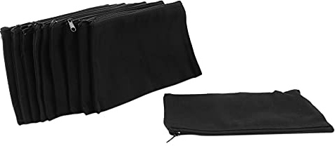 Eighosee 10 x Canvas-Beutel mit Reißverschluss, Make-up-Tasche, Federmäppchen, Basteltaschen für Reisen, DIY, Schule, Schwarz, Schwarz