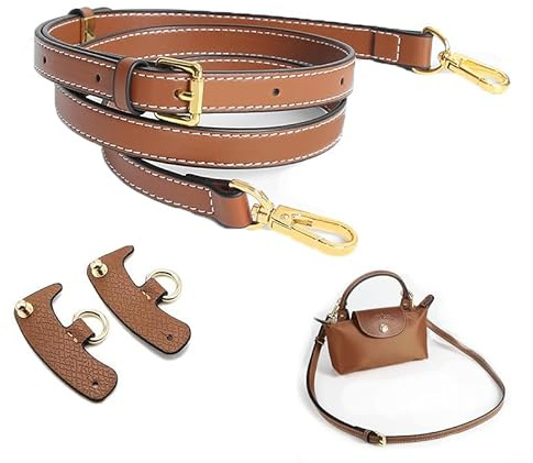 Schultergurt für Leder, Mini Bag Straps mit Schultergurtadapter, Verstellbar Schultergurt für Taschen, Schulterriemen Leder für Crossbody Bag, Handtaschengurt(Braun)