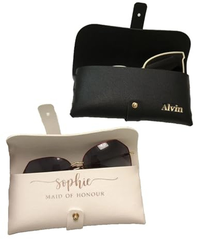 KQISAN Personalisiertes Sonnenbrillenetui aus PU-Leder, Tragbares Brillenetui, Schwarz, Modern, Klassisch, Weich, Sonnenbrillen-Aufbewahrungsetui, Schlankes Brillenetui Für Damen Und Herren