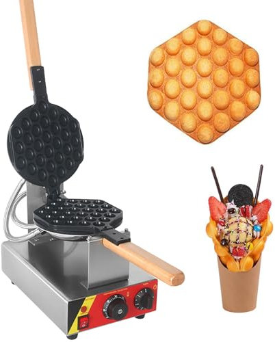 Máquina para hacer gofres con huevo, máquina para hacer gofres con burbujas con revestimiento antiadherente y máquina para hacer gofres eléctrica giratoria de 180° para el hogar, cafetería