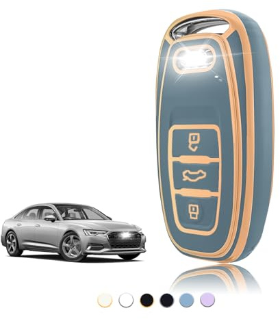 TOOMUME Schlüsselhülle TPU, Autoschlüssel Hülle Passt für Audi A1 A2 A3 A4 A5 A6 A7 A8 A4L A6L A8L Q5 Q7 Q8 R8 RS4 RS5 RS6 S4 S5 S6 SQ5 SQ7 TT TTRS, Schlüsselcover Schutz Schlüsselgehäuse - Smart Key