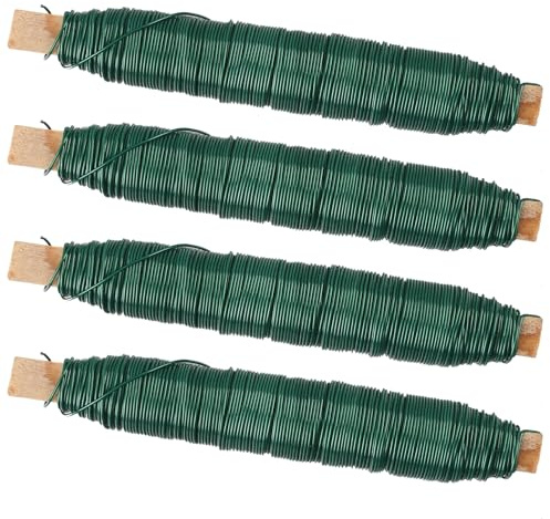Florist Wire Green - 4 Rolls Floristry Wires 0.7mmx40mm, Paddle Wires
