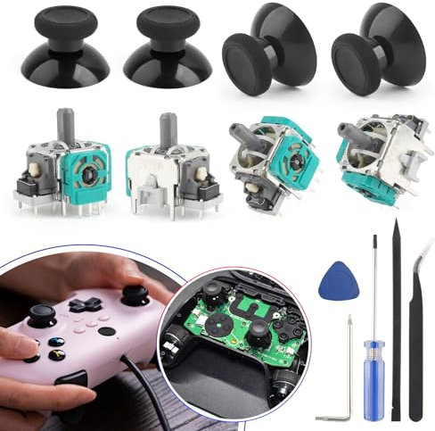4PCS Joysticks pour Xbox One S/X Joysticks Remplacement Analogique pour Xbox Series S/X 3D Module Potentiomètre pour Xbox One Thumbstick Manette Accessoires avec Outils