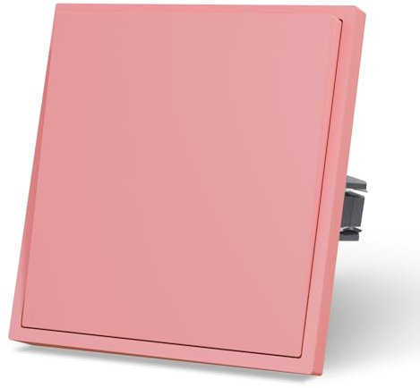 MVAVA Interruptor pared con Mate,Interruptores de luz con Garfio,Basculante Con Gran Panel,Fácil Instalación,1 Gang 1 Vía,86mm Rosa