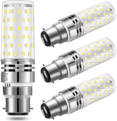 HengBo LED LED Bayonet Bulbs, 12W B22 Corn Bulb Equivalent 100W Halogen B22 Bayonet Cap Bulb, 1200Lm, 6000K Daylight White 4-Pack