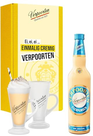 Geschenkset bestehend aus 0,7 L VERPOORTEN EIERPUNSCH 11%vol & 2 exklusiven VERPOORTEN Punsch-Tassen