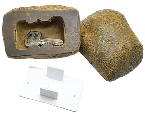 Decorhome Soporte para llaves de piedra, caja fuerte secreta para llaves al aire libre, resistente a la intemperie, compartimentos secretos impermeables, adornos de jardín de diseño, redirectores