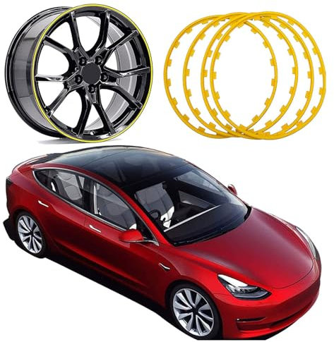KLZWCP Felgenschutzring 16-20 Zoll Felgenring, Schutzzierring für Autoreifen 4 Teiliger Kratzfeste Reifenradnabe, Autoreifenschutz Dekoration Styling Zubehör(Size:20 inch,Color:Gelb)