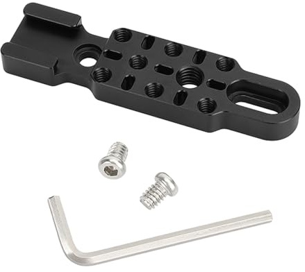 Handheld gimbal extension bracket with 3 cold shoe mounts to mount microphone and LED video light for mobile smoothness