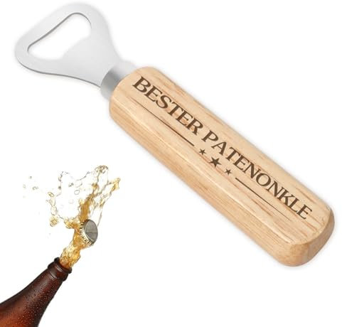 Décapsuleur Cadeau Parrain Meilleur Parrain Cadeau en Bois Ouvre-bière Cadeau d'anniversaire Cadeaux de baptême Parrain Hommes Poignée en Bois Ouvre-bouteille pour Naissance Noël Baptême Fête des