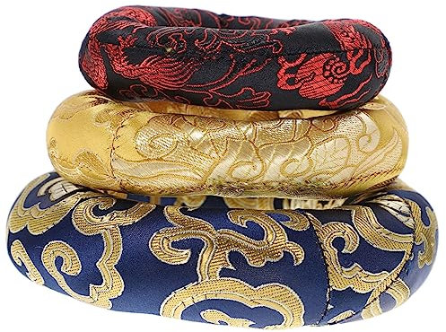 BAZEITFLOW 3 Stücke Tibetische Klangschalen Pad Handgefertigte Klangschalenmatte für Meditation Leicht und Tragbar Langlebiges Material Geeignet für Verschiedene Klangschalen Größen
