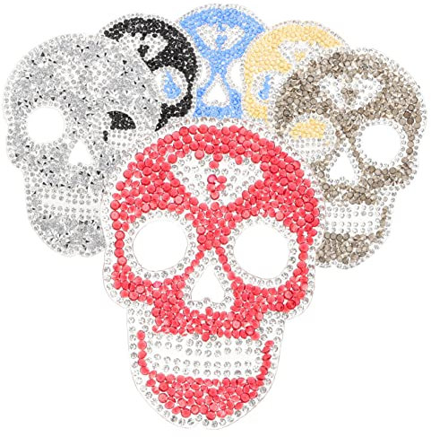 Hemobllo 6Stücke Teiliges DIY Schädelpatch Bügelapplikationen für Jacken Taschen und Kleidung Transparent Stoffdekorationen