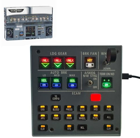 Kidaromo A103 Landing Gear Indicator & ECAM Integrated Control Panel for Flight Simulators, Home Flight Simulator Accessory with USB, Compatible with Leading Flight Simulation Games on Windows