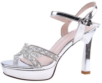 Surwin Sandali Donna Estive Eleganti con Tacco, Tacchi Plateau Donna Eleganti Sandalo Lucido Moda EU 34-40 Scarpe Estive Tacchi Comoda Punta Aperta Caviglia Regolabile (Colore argento,38)