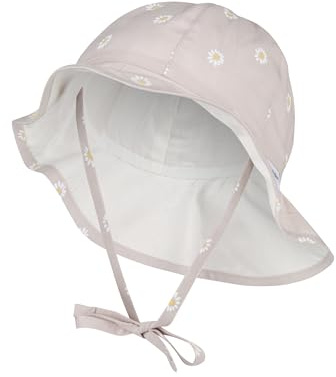 Sterntaler Sonnenhut Gänseblümchen – Sonnenhut aus Baumwolle mit Gänseblümchen-Print, mit Bindeband, Gummizug und Nackenschutz, gefüttert mit Bio-Baumwoll-Batist