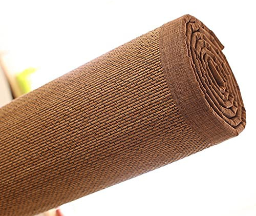 Natürlicher Bambus-Teppich, rutschfeste Sommer-Bodenmatte, Erkerfenster-Pad, gewebtes Rattan-Design, extra breiter Rand, perfekt für Wohnzimmer, Küche, Garten, anpassbar (B x H x H): 75 x 130 cm
