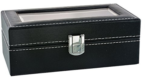 Klockförvaring, 4 fack svart klocka fodral förvaringsbox för män klockdisplay med avtagbar klockkudde