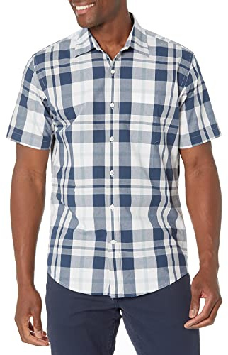 Amazon Essentials Homme Chemise en Popeline à Manches Courtes Coupe Régulière