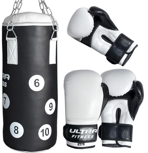 CROSSJAB Kids Boxing Set Unfilled Punching Bag with 6oz Boxing Gloves & Hanging Chain - Junior MMA, Muay Thai & Kickboxing Training Gear for Boys & Girls (Boxing Set)