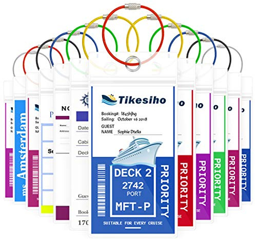 Cruise Luggage Tags, Cruise Essentials Holders for Cruise Travel 12 Pack for NCL, Princess, Carnival, Royal Caribbean - Cruise Essentials