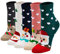 Chaussette Femme Fantaisie, Coton Hiver Doux Bas Respirant Socquettes, EU 36, Motif Noël, 5 Paires,Multicolore