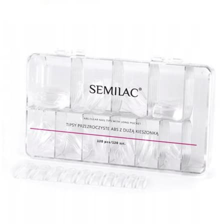 Semilac Clear Tips für Nagelverlängerung (120Stk.) – Transparente ABS-Tips mit großer Klebefläche, flexibel & stabil