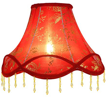 Eastlion 14 Retro Palace Anhänger Handgefertigte Anhänger E14/E27 Lampenschirm für Tischleuchten,Stehleuchten,Wandleuchten,15x36x25cm Rot