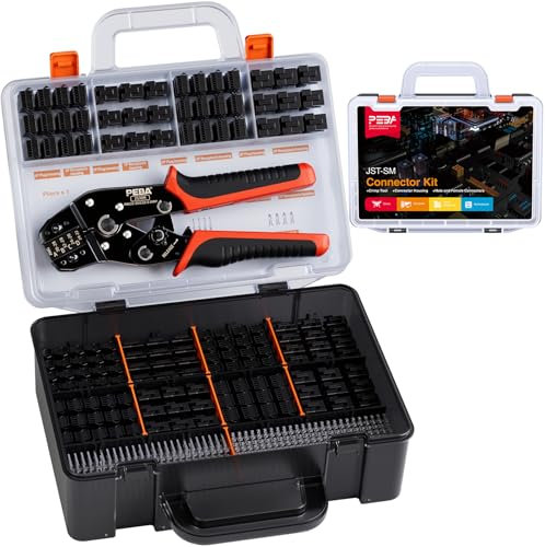 PEBA Set Pinces à Sertir pour Connecteurs - 14 styles de connecteurs JST-SM 2,5mm kit d'assortiment, Pinces a sertir 0,03-0,5mm²(AWG 32-20) pour JST (XH/SM/PH/SYP), Dupont, Molex