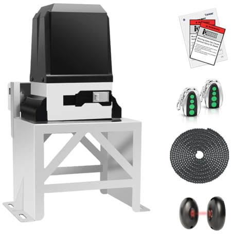 TOPENS CK2600 Automatic Sliding Gate Opener Chain Drive Industrial Commercial 1-1/4 HP Gate Motor for Heavy Driveway Slide Gates Up to 5700 Pounds, AC Powered with 20ft Roller Chain and Remote Control