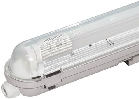 HOFTRONIC - LED-Feuchtraumleuchte 120 cm 4000K Neutralweiß 18W 1980lm 110lm/W Flimmerfrei Verlinkbar T8 Werkstattlampe IP65 Wasserfest Wannenleuchte Leuchte für Garage Keller Bad Büro Warenhaus