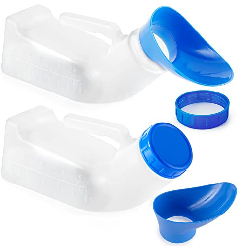Stock Your Home Unisex Urinal Bottle (2 Pack) - Portable Urinal for Women & Men - Female Urinal with Lid - 32 Oz Female Urination Device - Women Pee Funnel Cup for Emergency, Travel, Car & Camping