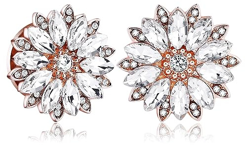 Stfery Piercing per orecchio da donna, in acciaio inox, 6-16 mm, a forma di fiore, con zirconia cubica, confezione da 2, 00G(10mm), Acciaio inossidabile, Zirconia cubica