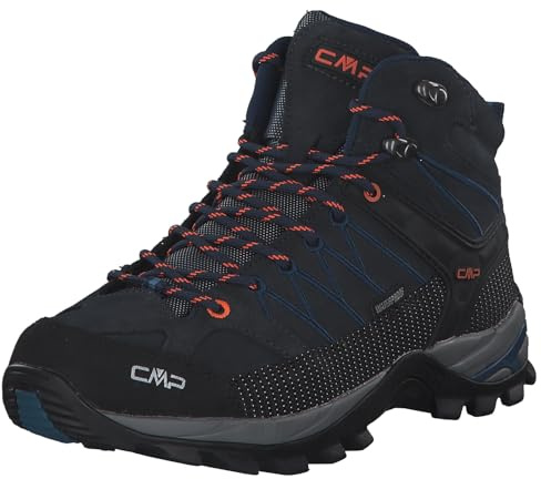 CMP Homme Rigel Mid Trekking Shoe WP Chaussures de Marche, B.Bleu-Flash Orange, 42 EU