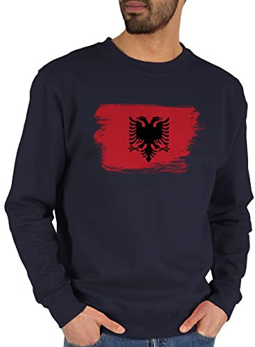 Sweater Pullover Sweatshirt Herren Damen - Fußball EM WM - Albanien Albanija - XL - Dunkelblau - europameisterschaft albania pulli fussball albaner fu ball shqiptar em- fanartikel albanian em24