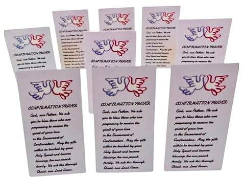 Westmon Works Confirmation Holy Card Bulk Classroom Pack with Prayer and Holy Spirit Dove for Boys of Girls, Set of 10