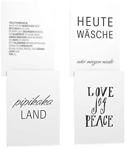 Papierschmiede® Premium Spruchposter Set 4er 40x50 cm, Motiv: Badezimmer & WC, Bilder Badezimmer Deko, Poster mit Sprüchen, Bilder fürs Bad, Poster Set ohne Rahmen