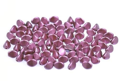 60pcs Pinch Pressed Beads 5 x 3 mm, Chalk White Burgundy (3000-25031), Bohemia Crystal Glass, Czechia 11154805