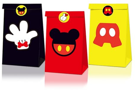 12Pz Sacchetti per feste di topo con adesivi Carino Mouse festa di compleanno sacchetti di caramelle Cartoons Mouse Candy Snack Bags per bambini