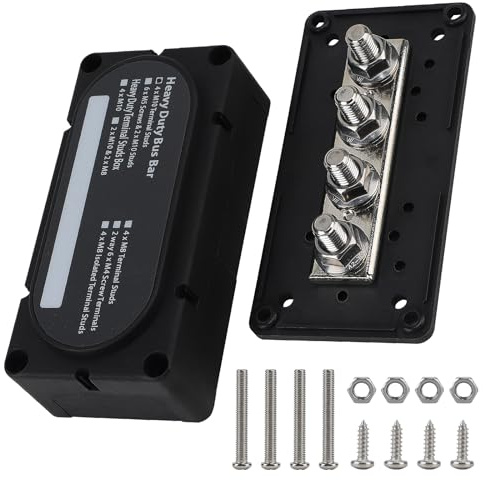 CPROSP 300A Sammelschienenkasten, Busbar M8 300a, Stromverteilungsblock mit 4 x M8 Bolzen Terminal und Deckel Schwarz