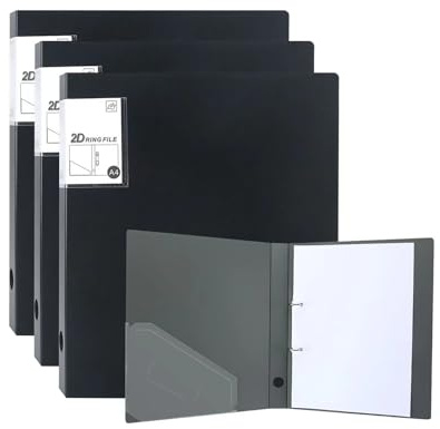 URbantin Ringbuch A4,4 Stück Ringordner mit Taschen,2 Ringe,Binder,Schwarz | 35 mm Rückenbreite,Ringbuchordner A4