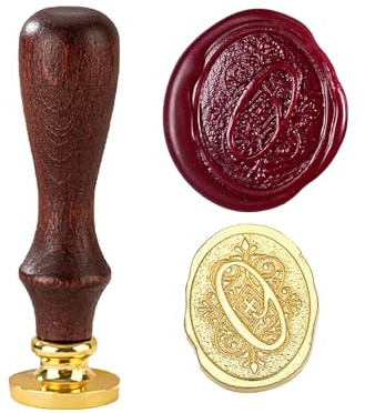 TBXqian Initial O Wachs-Siegel-Stempel, Vintage Letter Seal Wachs-Siegel-Stempel mit abnehmbarem Messingkopf und Holzgriff für Party Einladungen/Geschenkpapier/Umschläge/Weihnachten Thanksgiving