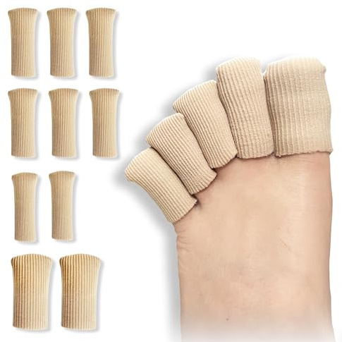 10 stycken tåseparator, gel tåhätta, slangbandage silikon, elastiskt tyg fodrat med mjuka tåavskiljare i silikon,för majsborttagning/lindring av för hårdnader/blåsor/calluses/kycklingögon(3 storlekar)