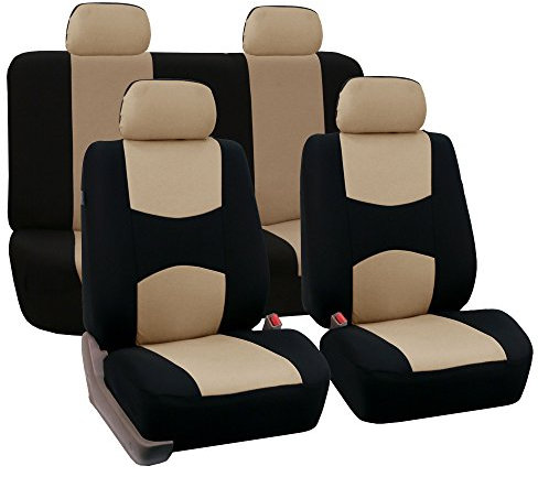 XIBANY Auto Sitzbezüge für FIAT Panda 3. Series (Type 169) 2003-2012, Autositzbezüge Kompletter Satz, Sitzschoner Auto Autositz Schonbezug, Atmungsaktiv Bequem Schonbezüge,D Beige