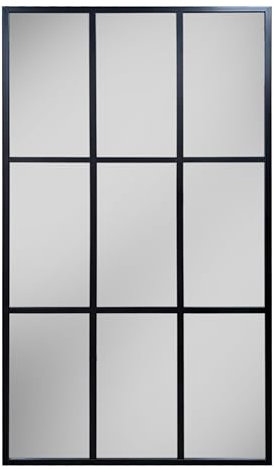 THEROSE Specchio industriale finestra, telaio in alluminio, specchio finestra, 160 x 80 cm, parete, tester (bianco)