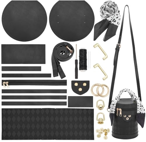 WADORN DIY-Set Zur Herstellung Einer Umhängetasche Aus PU-Leder, Schulterbeutel Handgefertigtes Nähset Für Geldbörsen DIY-Herstellung Zubehör Zur Herstellung von Handtaschen, Schwarz