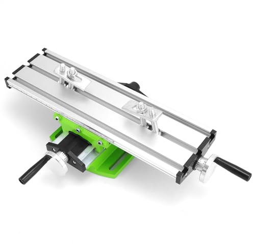 QWORK® Tavolo da lavoro multifunzione, tavolo a croce, tavolo scorrevole per foratura, per panchina drill adjustme, 310 * 90 * 78 mm