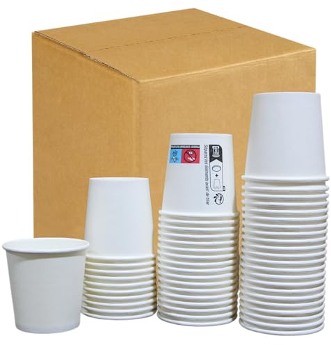 Very Wood Compagny [3000 pcs] Gobelets jetables en carton 120ml, Tasses/Verres jetables 4 oz pour Café et Espresso, Gobelet de haute qualité et très résistant à toutes les boissons chaudes